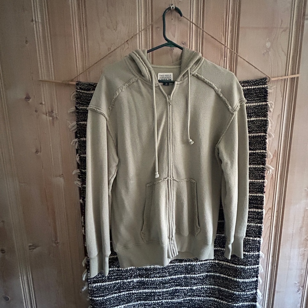 American Eagle Outfitters Women’s Sage Green Zip-Up Sweater